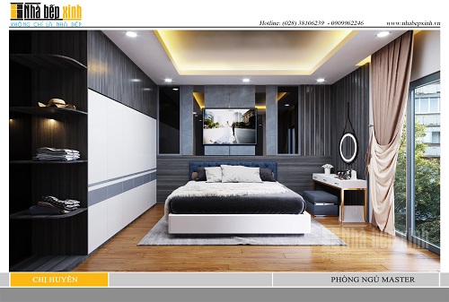Thiết kế phòng ngủ Master sang trọng và đẹp nhà chị Huyền - NBX186